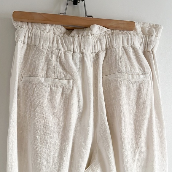 Free People Linen Cotton Blend Off White Cropped High Waist Trousers Pants XS - Picture 10 of 14